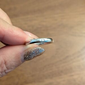 Tiffany & Co. Elsa Peretti Diamond Stacking Ring – Sterling Silver – Authentic